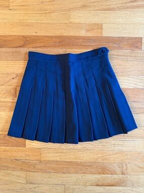 American Apparel Navy Pleated Skater Mini Skirt
